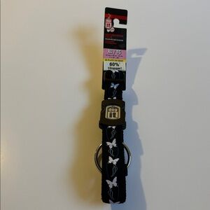 NEW XL Dog It Black Butterfly Dog Collar With ID plate - XL